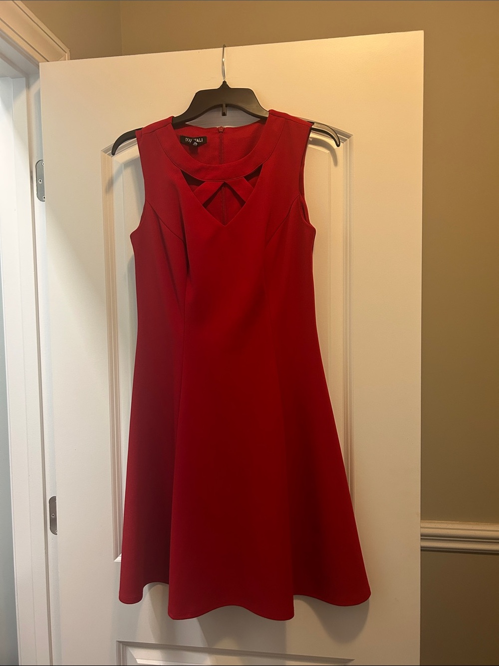 Roz & Ali Red Sleeveless Fit-and-Flare Mini Dress with Front Cutout